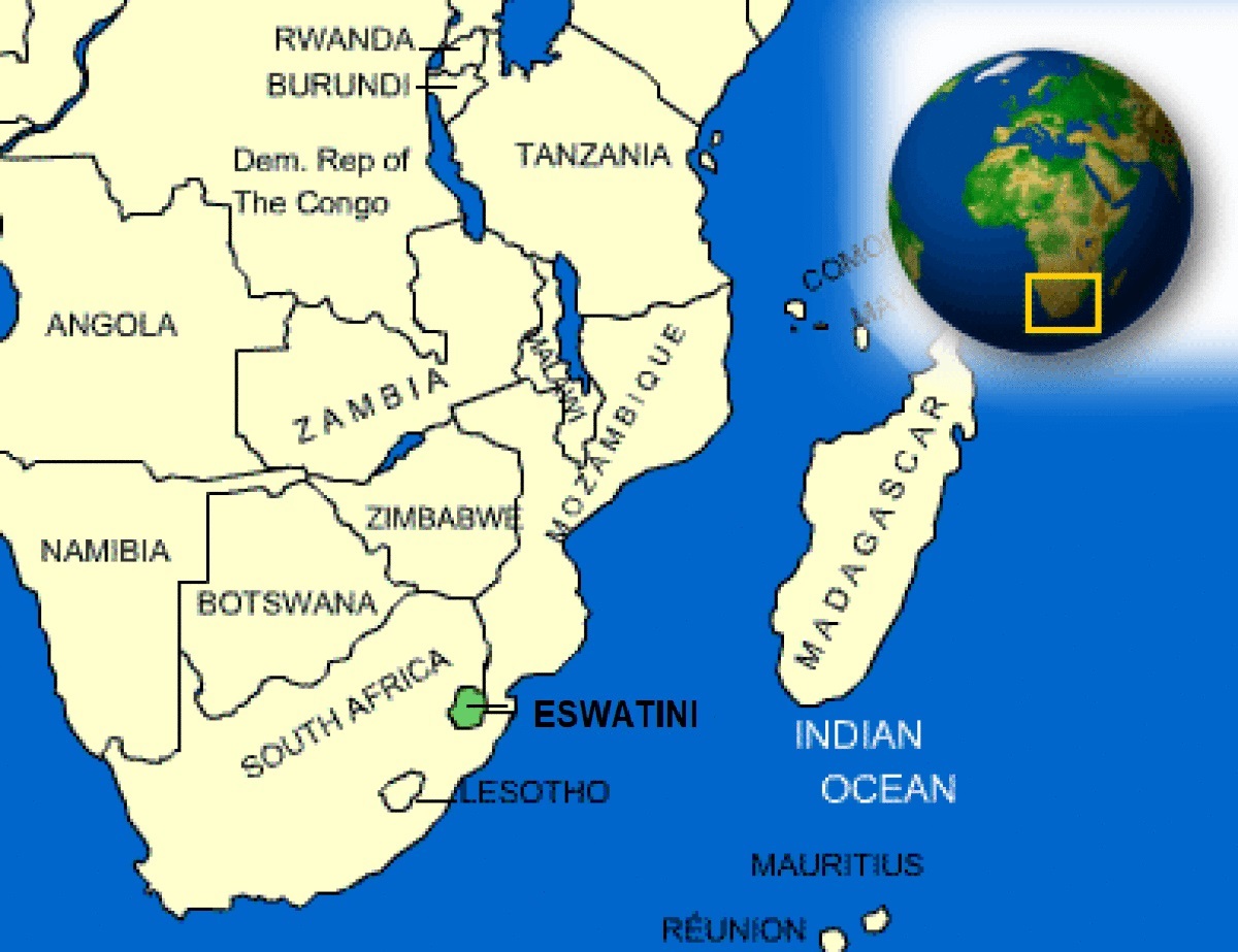 Eswatini on the map.